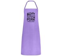 Be Buz Tablier de cuisine amusant pour barbecue avec inscription « I Like My Butt Rubbed and Pork Pulled » - Unisexe - Mélange de coton - Cadeau pour lui et elle, Lavande numérique, taille unique