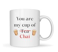 Be Buz Tasse à café en céramique avec citation humoristique « You are My Cup of Chai » - 325 ml - Blanc - Avec verres à thé - Cadeau pour la Saint-Valentin ou un anniversaire de mariage