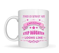 Be Buz Tasse à café en céramique avec inscription « This is What an Awesome Step Daughter Looks Like » - Cadeau pour belle-fille de la part d'un beau-parent - Tasse à café en céramique de 325 ml pour