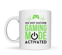Be Buz Tasse à café en céramique blanche avec inscription « Do Not Disturb Gaming » activée par le mode de jeu - Tasse à café amusante pour les joueurs - 325 ml
