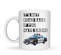 Be Buz Tasse à café humoristique en céramique avec inscription « It's Not Road Rage If You Have Sirens » - 325 ml - Cadeau pour police, shérif et flics (blanc)