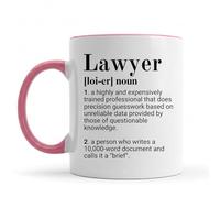 Be Buz Tasse à café humoristique en céramique de 325 ml - Cadeau de remise de diplôme pour avocat, avocat, professionnel du droit (bord et poignée roses)