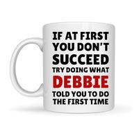 Be Buz Tasse à café personnalisée - « If At First You Don't Succeed » - Tasse en céramique blanche avec citation sarcastique de 325 ml - Cadeau personnalisé pour collègue, ami, bureau humoristique