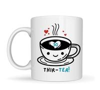 Be Buz Thir-Tea Tasse à thé en céramique pour 30e anniversaire - Tasse à thé amusante en céramique de 325 ml - Cadeau d'anniversaire pour femme, homme, papa, amis, collègues de travail (Thir-Tea Mug)