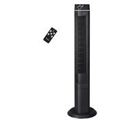 BE COOL Ventilateur tour 117 cm avec télécommande, 50 W, 3 vitesses, 3 modes de vent, oscillation à 70°, minuterie 12 h, écran LED, éclairage ambiant, noir