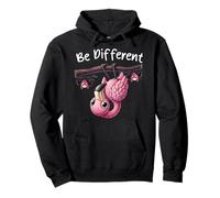 Be Different Flamant rose suspendu sur un arbre avec chauve-souris homme femme Sweat à Capuche