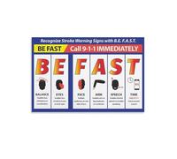 BE FAST Stroke Symptoms Poster Act Fast Guide Educational Health Chart for First Aid Training Community Center and Office (Unframed,12x18inch(30x45cm))