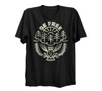 Be Free Life Style Nature Lover T-shirt de randonnée en coton bio Streetwear, Noir , L