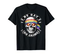 BE Gay DO Crime Crâne Queer Punk Queercore Drapeau Fierté T-Shirt