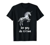 Be Gay Do Crime Goth Punk Licorne Gothique Squelette Alt Pride T-Shirt