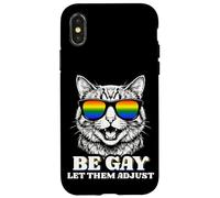 Be Gay Funny Cat Rainbow Lunettes de Soleil Pride Month Queer Coque pour iPhone X/XS