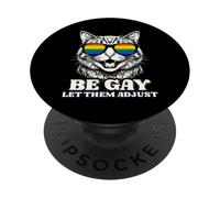 Be Gay Funny Cat Rainbow Lunettes de Soleil Pride Month Queer PopSockets PopGrip Adhésif