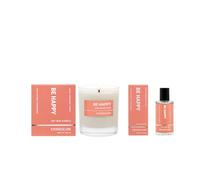 Be Happy - Brume d'oreiller parfumée citron, bergamote et myrrhe (50 ml) et bougie parfumée (90 x 80 mm)