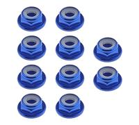 be in your mind 10x M4 Écrous à Bride en Alliage d'aluminium Insert Écrous Hexagonaux Autobloquants pour 1/10 Échelle RC Voiture Camion Buggy Crawler Roues Pièces de Rechange Bleu Royal