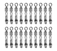 Be In Your Mind 20 Pièces émerillons de Pêche Longueur 29 Mm Résistance à La Traction 44,5 Kg Connecteur de Ligne de Pêche à La Carpe Adapté à émerillon Roulant en Acier Inoxydable Et en Laiton