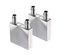 be in your mind 2X Bloc de Refroidissement par Eau en Aluminium 40x40x12mm pour Refroidisseur d'eau Système de Dissipateur de Chaleur CPU Graphique Radiateur avec Buse de 9mm
