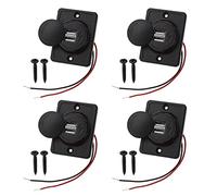 Be In Your Mind 4pcs 3.1A Double Prise USB de Voiture Auto Câble Rouge Chargeur Socket 2 Adaptateur Port 12V-24V Charge Panneau de Chargement Connecteur