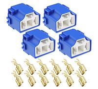 Be In Your Mind 4pcs Douilles de Phare H4 à 3 Broches Remplacement Connecteur à 3 Broches Prise de Courant à 90 Degrés Connecteur de Faisceau de Phare avec 12 Bornes Accessoires de Voiture 55W, Bleu