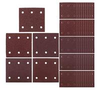 be in your mind 50x Papier abrasif 114x102mm Disques et Crochets Boucle Kit de Grain Assorti 40/60/80/100/120 6 Trous pour Polissage Bois Métal Plastique Compatible avec Makita BO4555 BO4554 BO4561