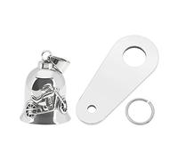 Be In Your Mind Cloche Gardienne Moto Bonne Chance Cloche en Acier Inoxydable Motard Chance Cloche d'équitation avec Cintre Moto Accessoires Cadeau pour Motocyclistes Argent 36x26mm