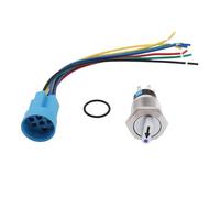 Be In Your Mind Ensemble de commutateur rotatif 3 positions de 19 mm (3/4") 12V/24V DC autobloquant DPDT interrupteur à bouton-poussoir à verrouillage automatique Bleu