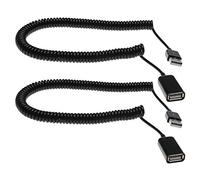 Be in Your Mind Lot de 2 câbles d'extension USB 2.0 mâle vers Femelle en Spirale - 3 m - Noir - pour synchronisation et Chargement des données