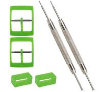 Be In Your Mind Lot de 2 ensembles de boucles de bracelet de montre et de boucles de bracelet de montre avec outils de barre à ressort compatibles avec les pièces - Largeur intérieure : 16 mm - Vert