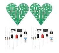 Be In Your Mind Lot de 2 kits d'entraînement à souder LED clignotants en forme de cœur pour projet électronique à souder pour enseignement et cadeaux créatifs Rouge