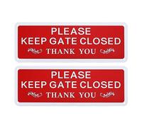 Be In Your Mind Lot de 2 panneaux d'avertissement « Please Keep Gate Closed » en alliage d'aluminium - Accessoires pour clôtures en bois - 25 x 9 x 0,1 cm