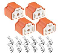 Be In Your Mind Lot de 4pcs Prises de Phare H4 à 3 Broches Remplacement Connecteur à 3 Broches Connecteur de Faisceau de Phare avec 12 Bornes Accessoires de Voiture 55W, Orange