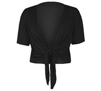 Be Jealous Femmes Attache Avant Nœud Femmes Bolero Enveloppant Manches Courtes Cardigan Boléro Haut Court - Noir - Étole Grandes Tailles Grandes Tailles Uni, S/M (EU 36/38)