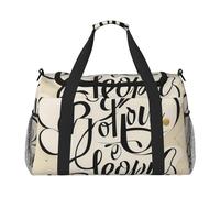 Be joyful Sac de voyage avec imprimé calligraphie pour homme et femme, sac de voyage pliable et sac fourre-tout spacieux pour le rangement d'articles de toilette, noir, taille L, Noir , L