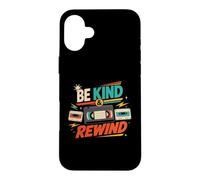 Be Kind and Rewind Cassette rétro VHS années 80 90 Nostalgie Coque pour iPhone 16 Plus