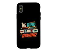 Be Kind and Rewind Cassette rétro VHS années 80 90 Nostalgie Coque pour iPhone X/XS