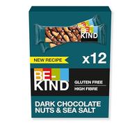 BE-KIND - Barres de Céréales - Chocolat Noir, Amandes & Sel Marin - Sans Gluten - Riches en Fibres - Grand Format - 12 x 40g