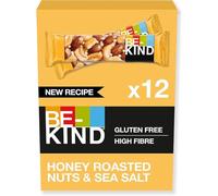 BE-KIND - Barres de Céréales - Noix Grillées au Miel & Sel Marin - Sans Gluten - Riches en Fibres - Grand Format - 12 x 40g