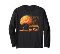 Be Kind Fall Autumn Retro Pumpkin Kindness Vibes Manche Longue
