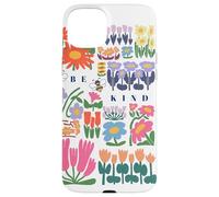 Be Kind Folk Art Swedish Mid Century Vibes Enfants Filles Femmes Coque pour iPhone 15 Plus