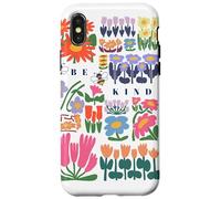 Be Kind Folk Art Swedish Mid Century Vibes Enfants Filles Femmes Coque pour iPhone X/XS