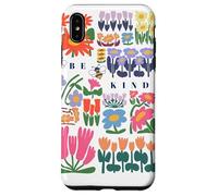 Be Kind Folk Art Swedish Mid Century Vibes Enfants Filles Femmes Coque pour iPhone XS Max