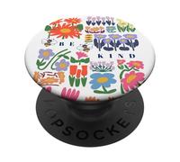 Be Kind Folk Art Swedish Mid Century Vibes Enfants Filles Femmes PopSockets PopGrip Adhésif