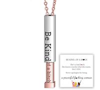 Be Kind...Of A Bi♥ch - Collier à message caché, Be Kind of A Bitch - Collier à barre verticale avec gravure 3D, collier avec pendentif mantra d'encouragement en acier inoxydable pour femme (Rose)