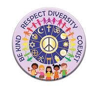 Be Kind, Respect Diversity, Coexist - Anti-racisme, Equality, Changement Social, Bouton Politique/Pinback