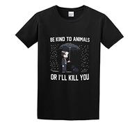 Be Kind to Animals Or Ill Kill You Unisex 100% Cotton Short-Sleeve T-Shirts Black S