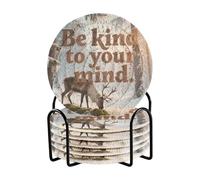 Be Kind To Your Mind Lot de 6 dessous de verre absorbants avec support pour la maison, le bar
