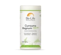 BE-LIFE | CURCUMA MAGNUM 3200 BIO | Complément alimentaire | Curcuma bio concentré et pipérine | Contribue au maintien de la souplesse des articulations | Facilite la digestion | 180 gélules