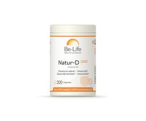 BE-LIFE | Natur-D 2000 | Complément alimentaire | Ossature & immunité| Système immunitaire, ossature saine, maintien d'une dentition normale | Vitamine D naturelle | 200 Capsules