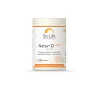 BE-LIFE | NATUR-D 3000 | Complément alimentaire | Soutient le fonctionnement du système immunitaire & la santé osseuse | Vitamine D naturelle | Hautement dosée | Pour adultes | 100 capsules