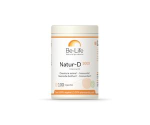 BE-LIFE | NATUR-D 3000 | Complément alimentaire | Soutient le fonctionnement du système immunitaire & la santé osseuse | Vitamine D naturelle | Hautement dosée | Pour adultes | 100 capsules