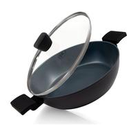 BE Living Poêle Sauteuse avec Couvercle - Ø 28 cm, Bord Haut, Revêtement Céramique Antiadhésif, Induction, Sans PTFE et PFOA, Noir
